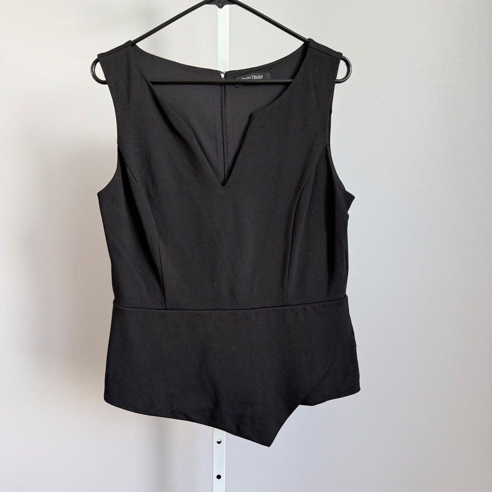 White House Black Market Office Siren Academia Peplum Asymmetric Top M Black